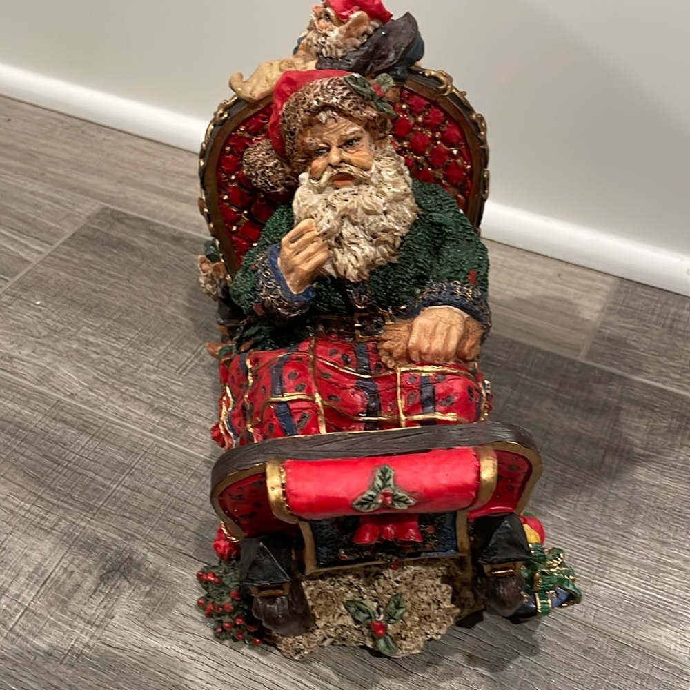 Vintage Santa in bed resin Christmas decoration